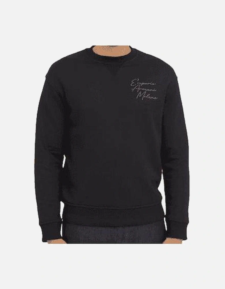 Cotton Embroidered Logo Black Sweatshirt