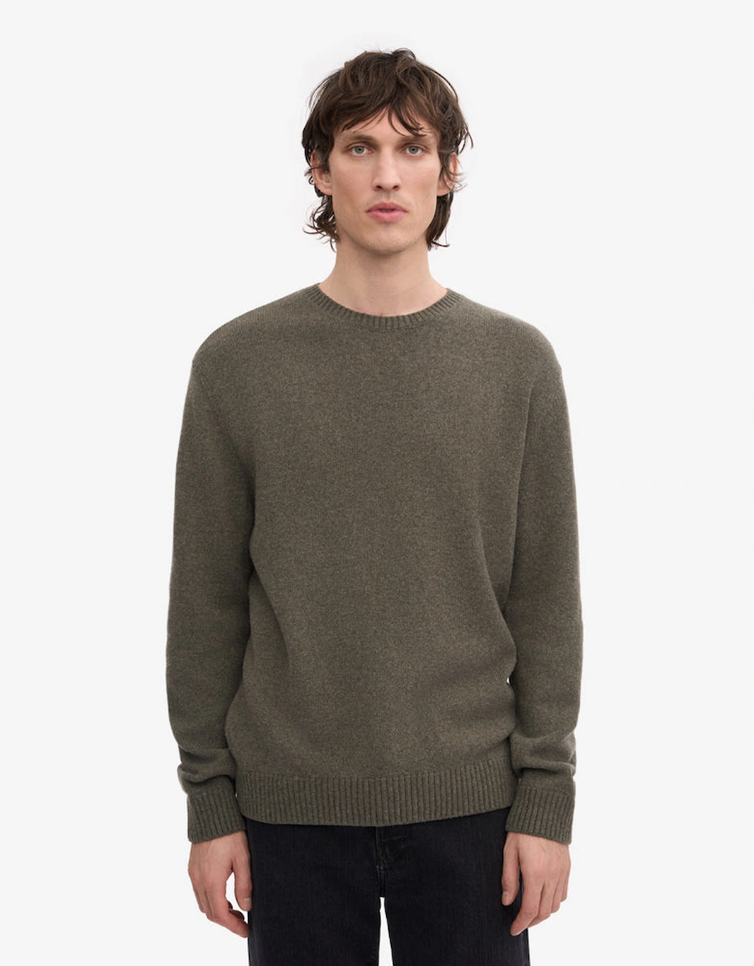 Classic Merino Wool Crew Neck Jumper - Dusty Olive, 2 of 1