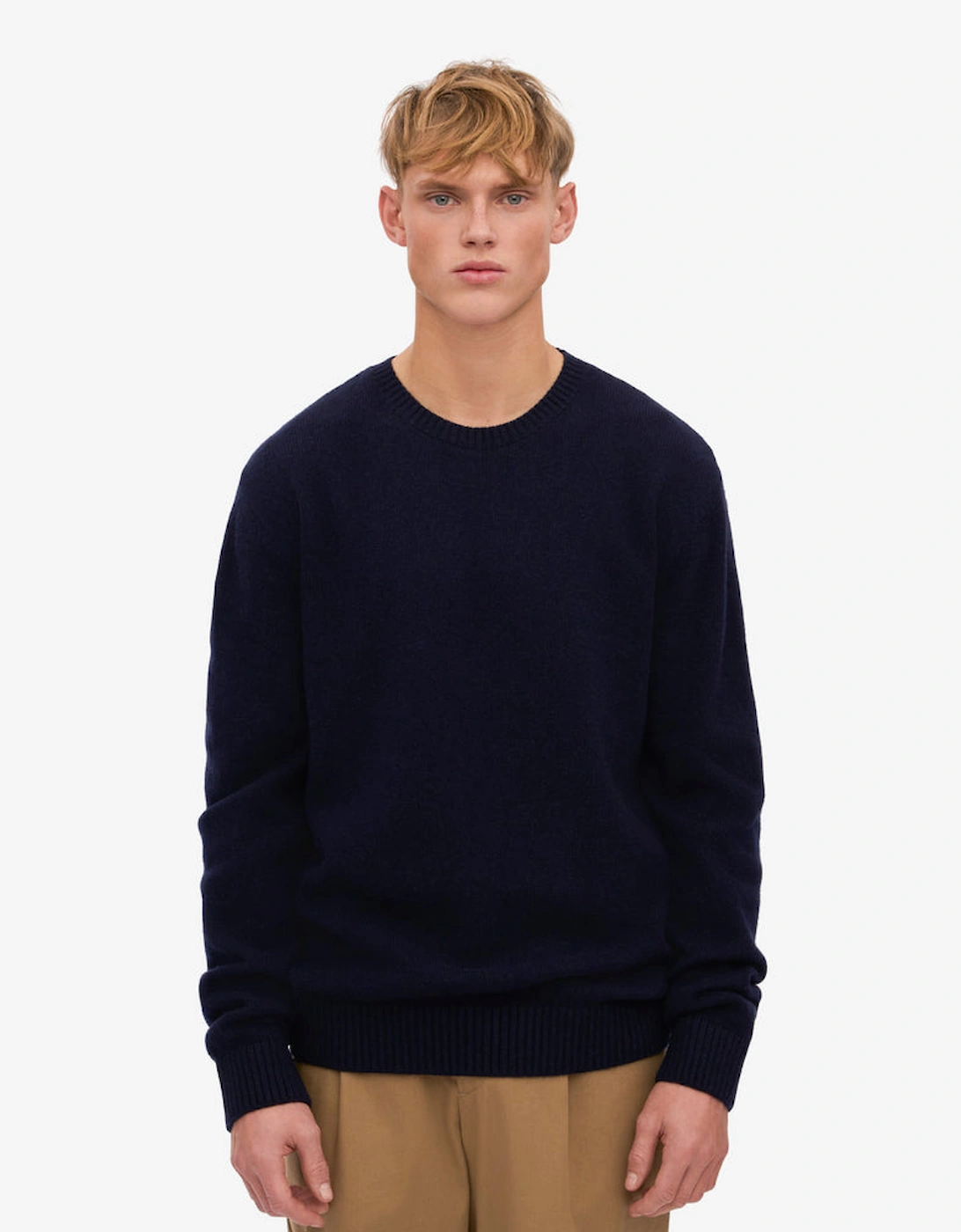 Colorful Standard Men's Navy Classic Merino Wool Crew Neck Jumper - Blue - Size 42