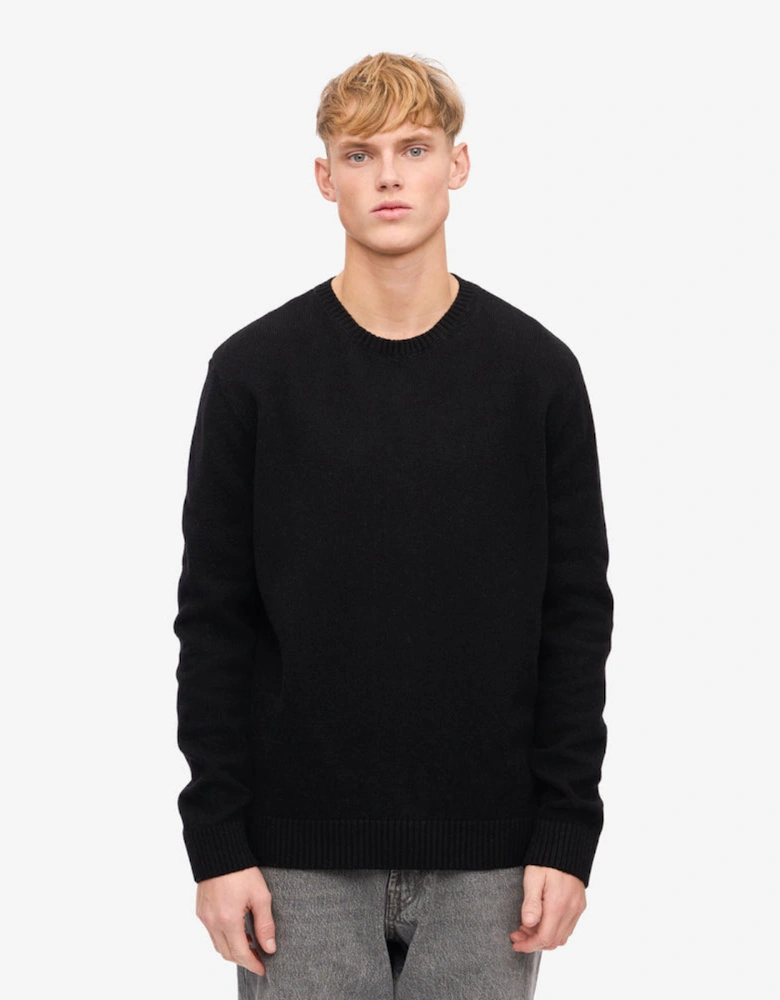 Classic Merino Wool Crew Neck Jumper - Deep Black