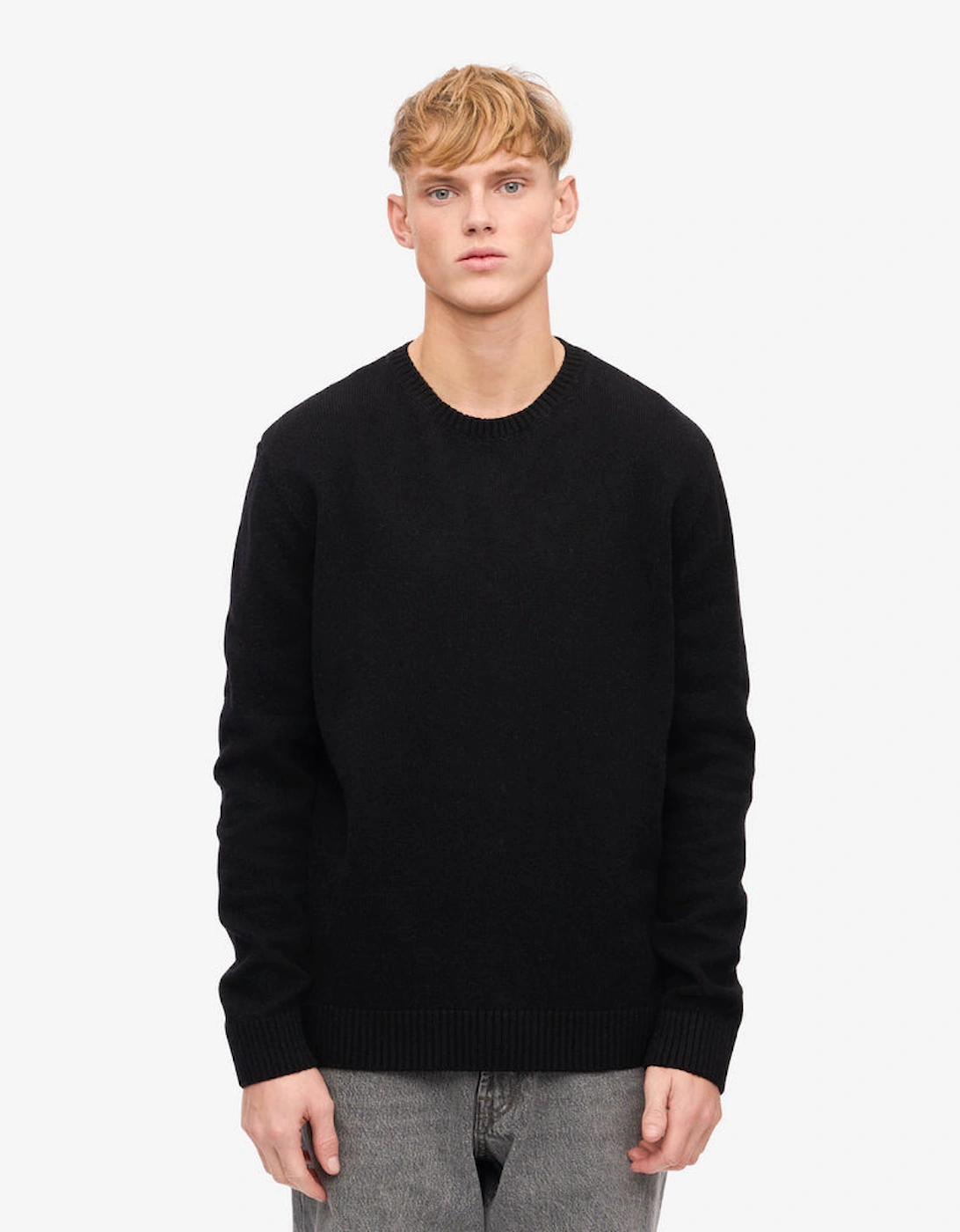 Colorful Standard Men's Black Classic Merino Wool Crew Neck Jumper - Deep - Size 40