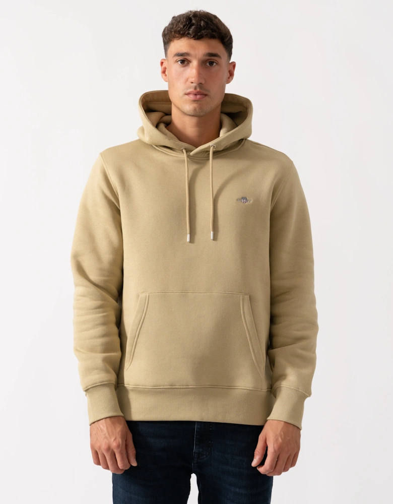 Mens Regular Fit Shield Logo Pullover Hoodie - 224 Woody Beige