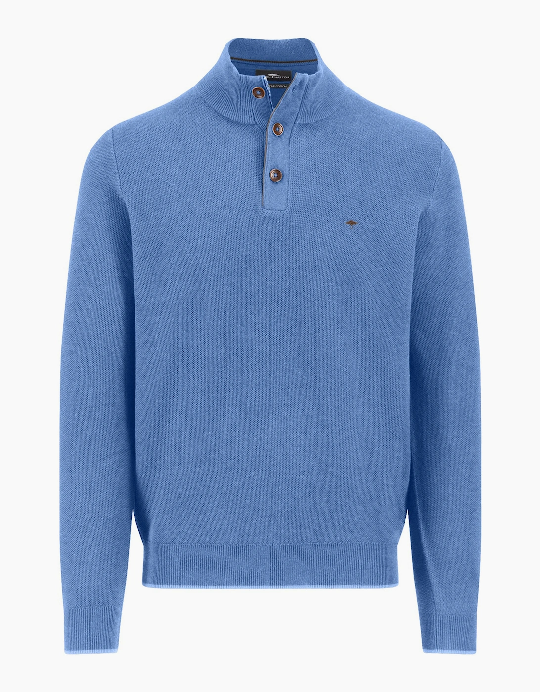 Men's Fynch-Hatton Troyer Button Knitwear Crystal Blue - Size: 42