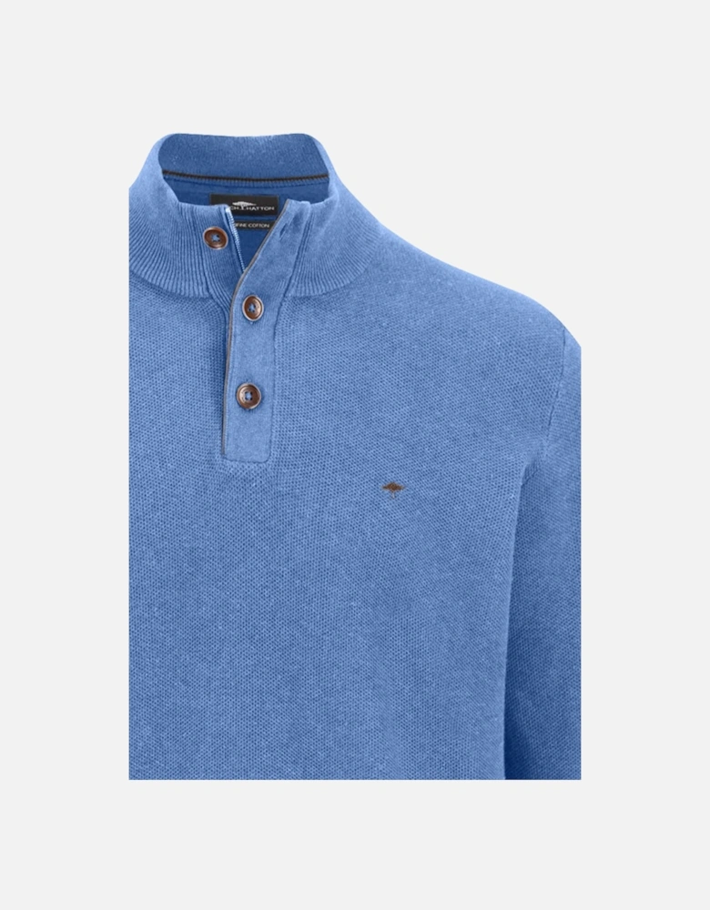 Fynch-Hatton Troyer Button Knitwear Crystal Blue