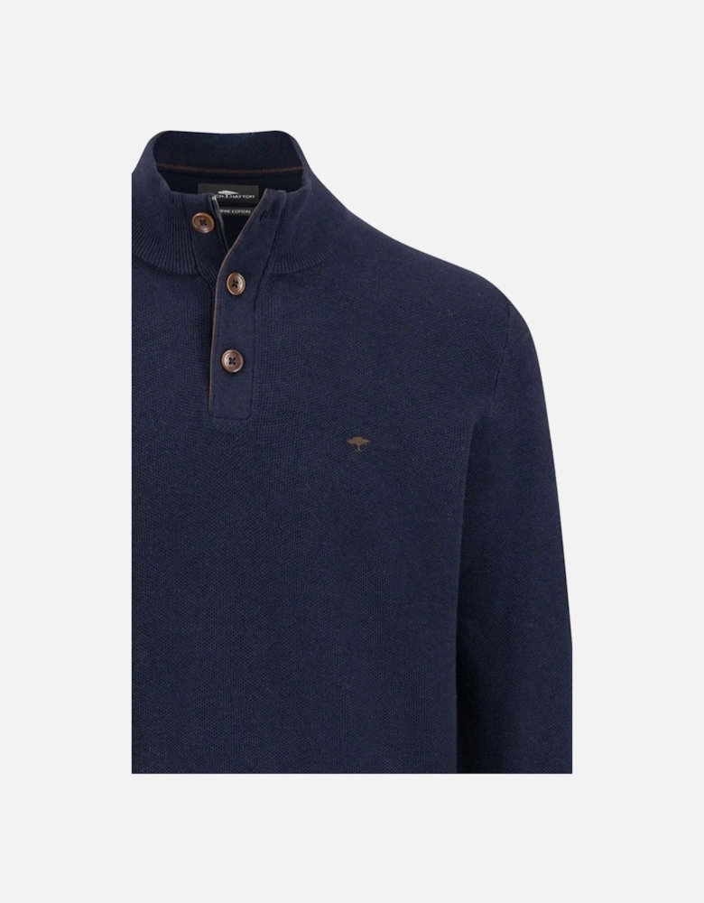 Fynch-Hatton Troyer Button Knitwear Navy