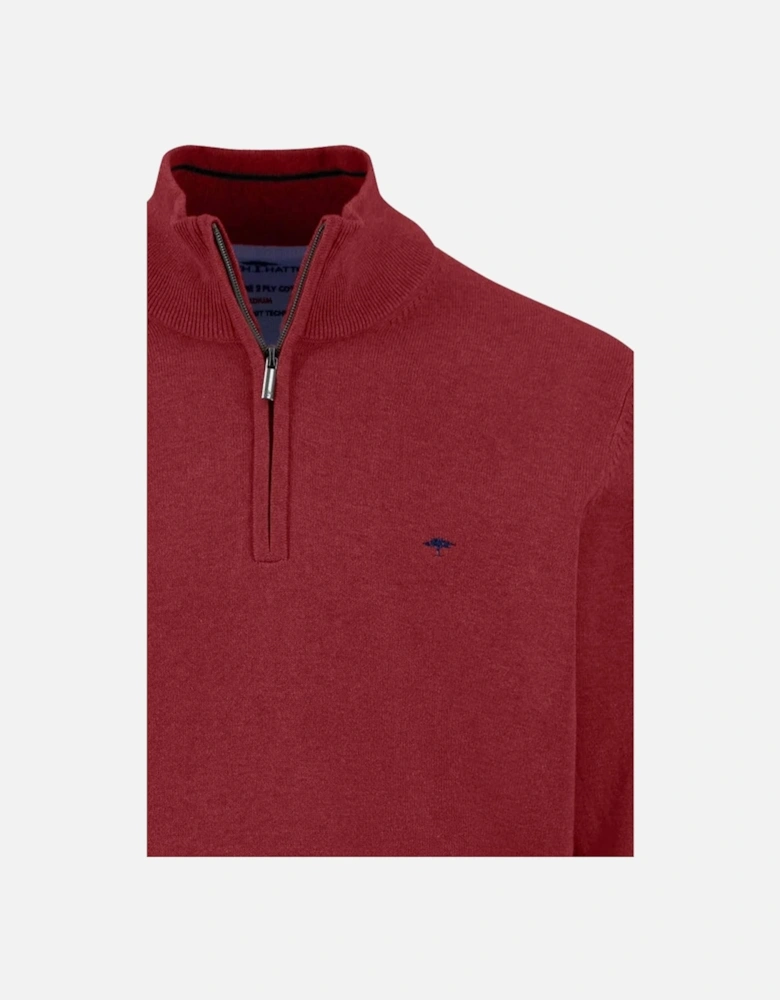 Fynch-Hatton Troyer Half Zip Knitwear Garnet Red