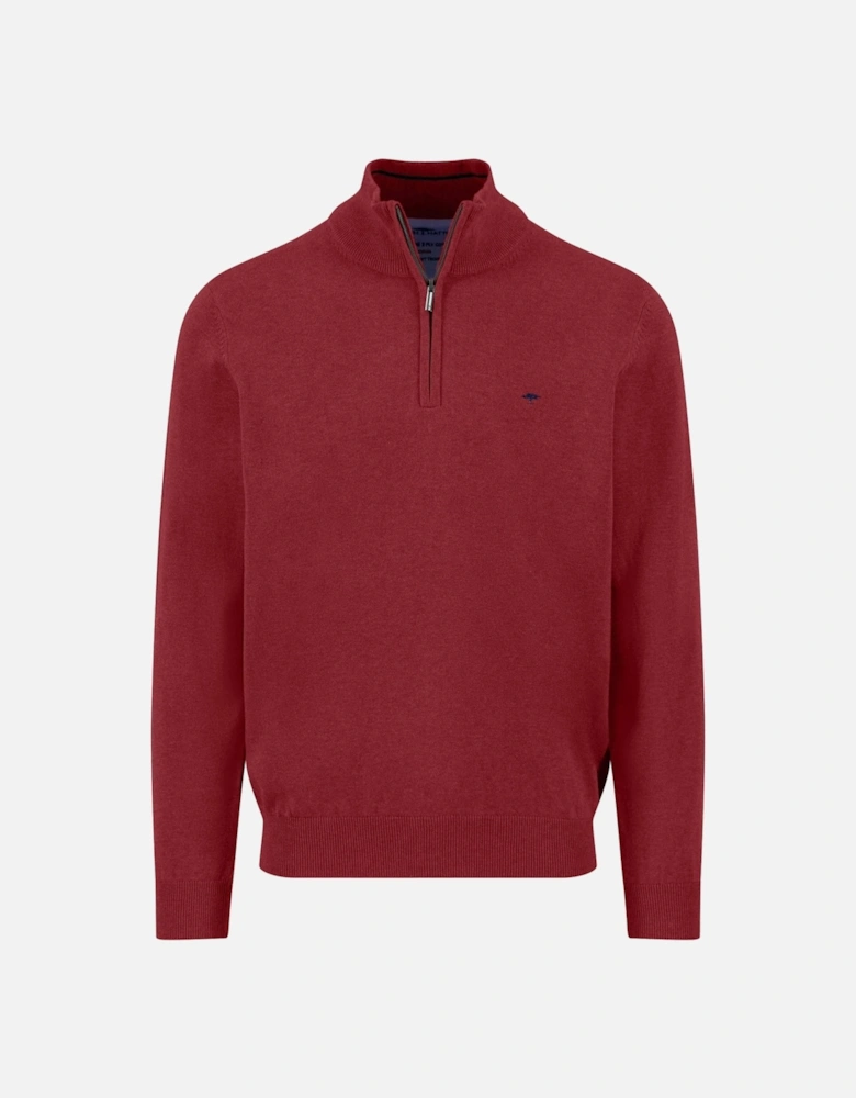 Fynch-Hatton Troyer Half Zip Knitwear Garnet Red