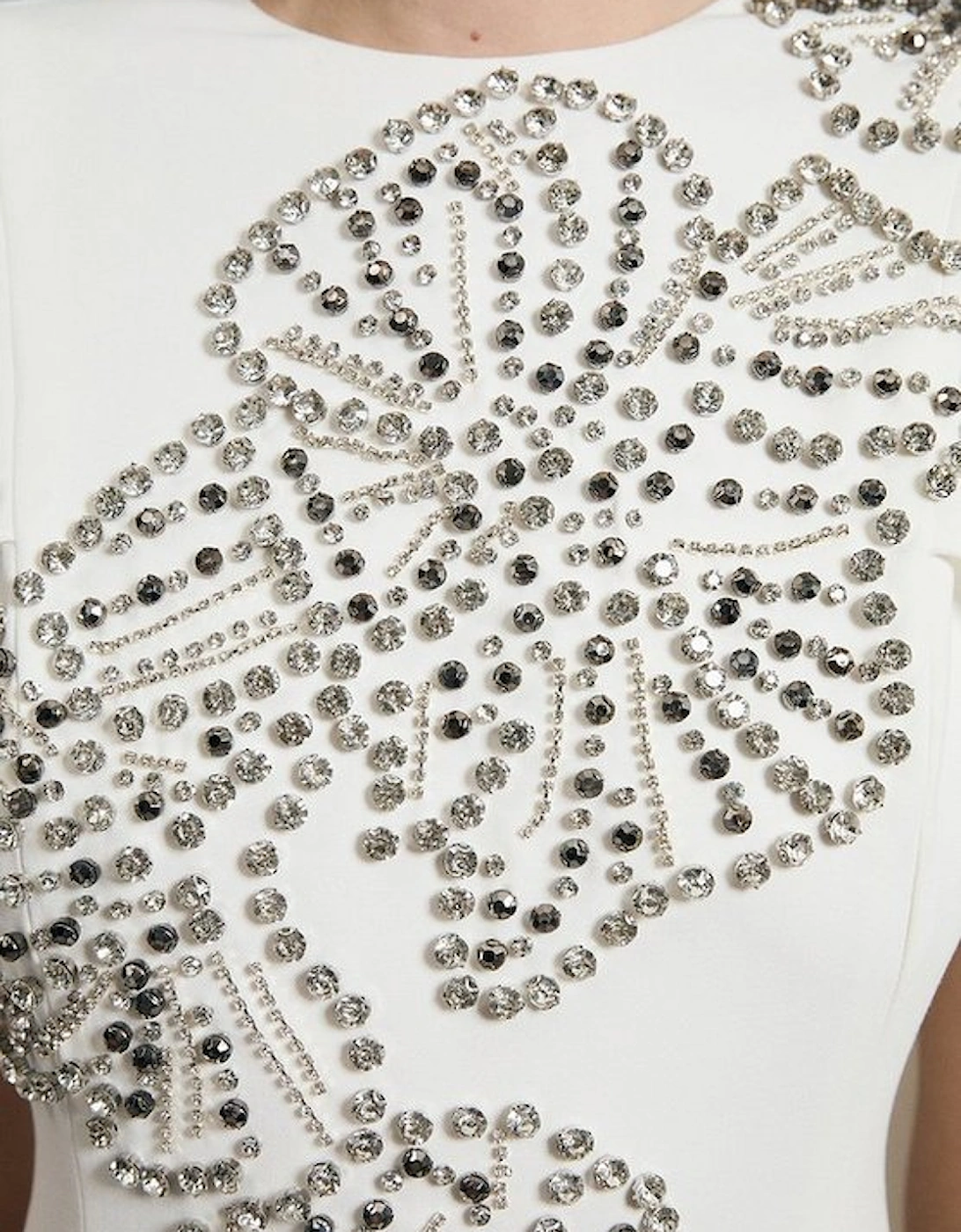 Petite Placed Floral Crystal Embellished Tailored Drama Cape Maxi Dress