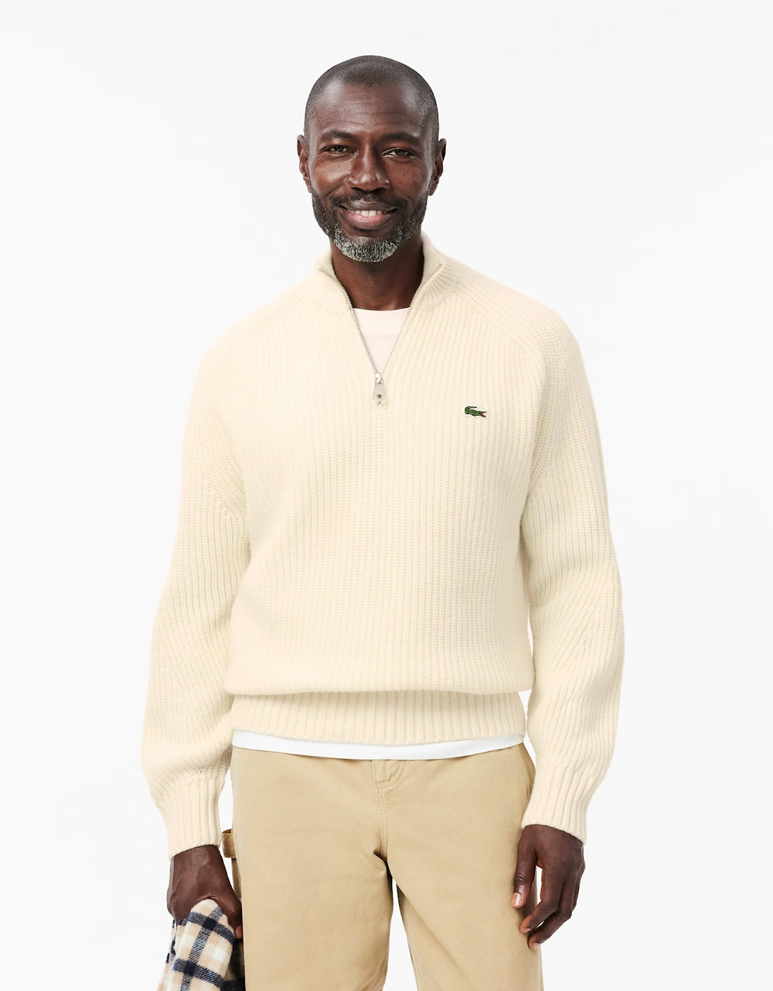 High Zip Neck Thick Rib Knit Mens Wool Sweater - Lapland XFJ, 2 of 1