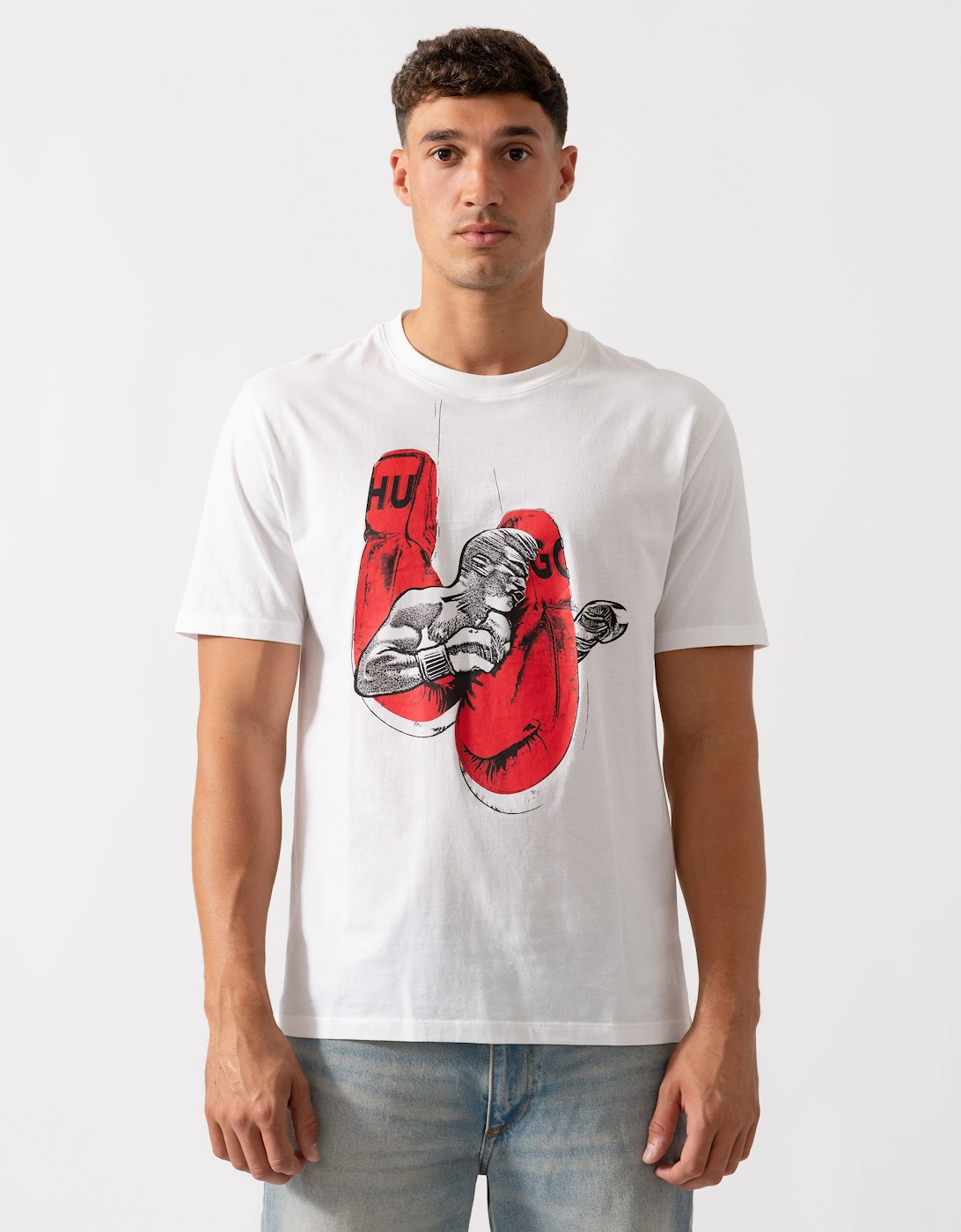 HUGO Diboxer Mens Graphic Print T-Shirt - White 100, 2 of 1