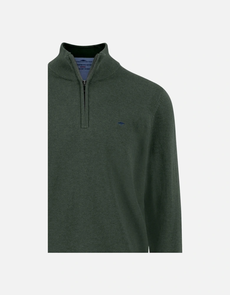 Fynch-Hatton Troyer Half Zip Knitwear Dark Ivy