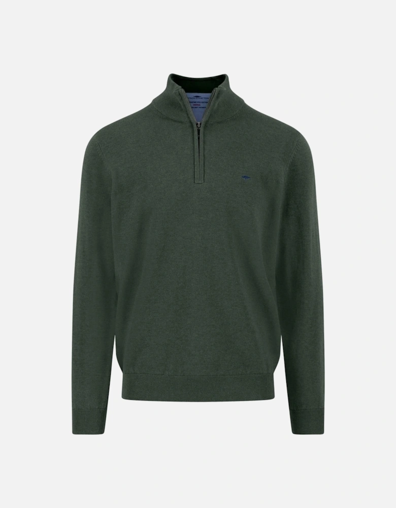 Fynch-Hatton Troyer Half Zip Knitwear Dark Ivy