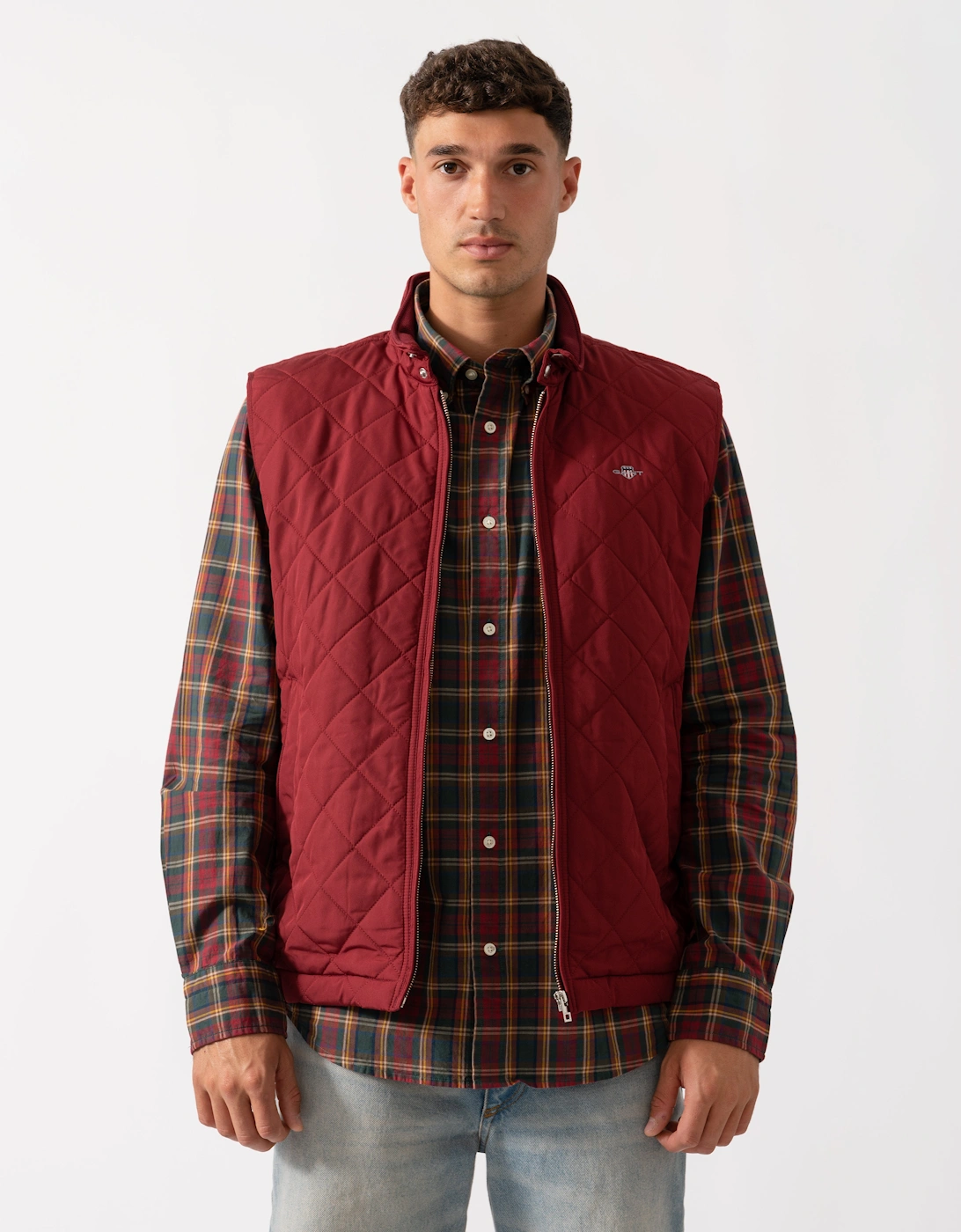 Mens Quilted Windcheater Vest - 604 Plumped Red, 2 of 1