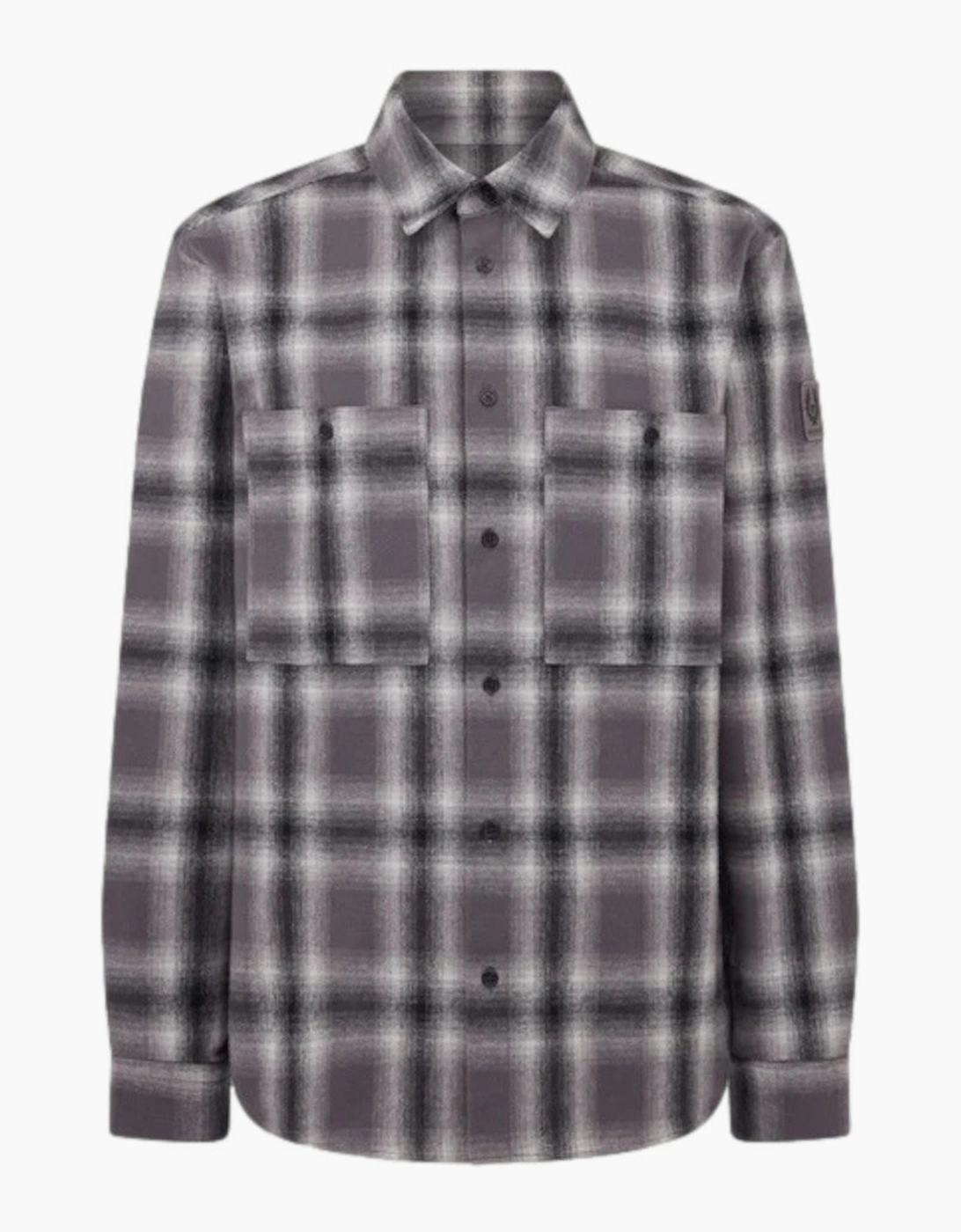 Men's Belstaff Outpost Flannel Shirt Black/Tornado Grey/Cement Grey - Size: 46/Regular