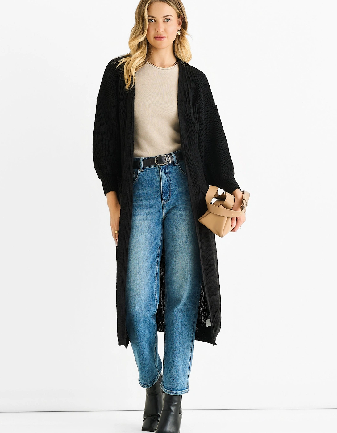 Black Chunky Knit Long Cardigan, 5 of 4