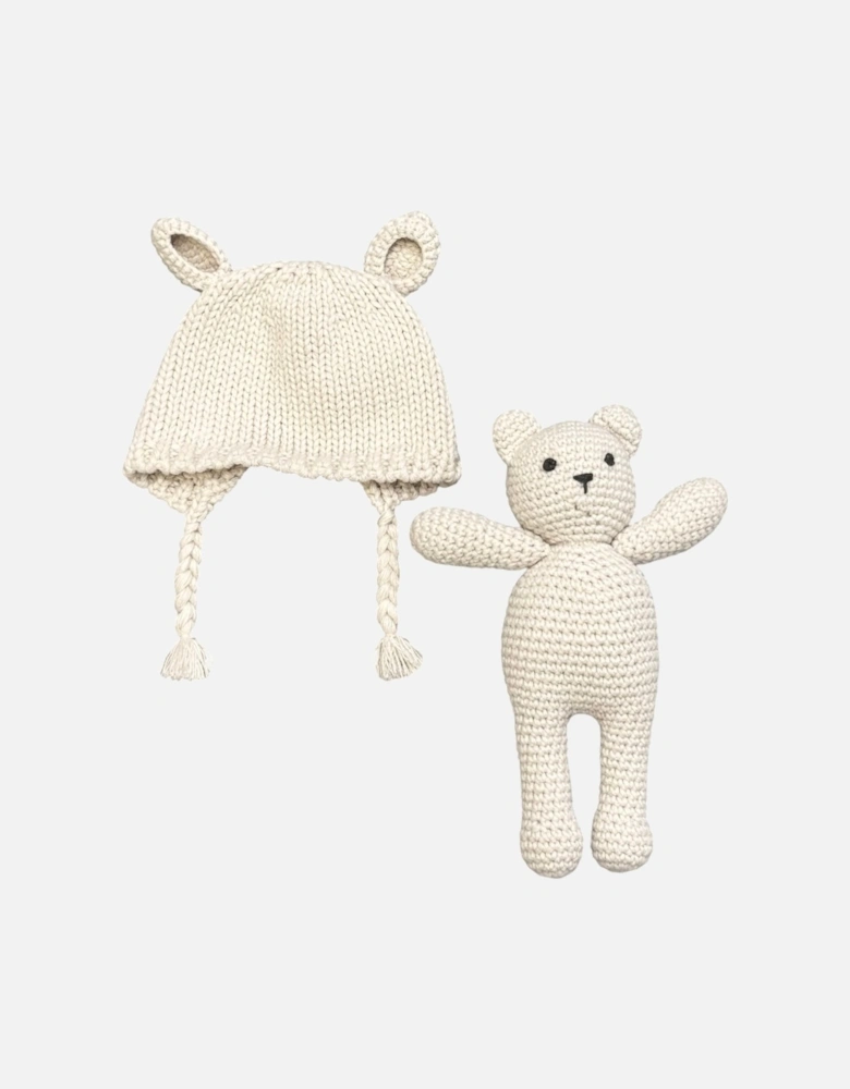 Beige Keepsake Bear and Hat Set