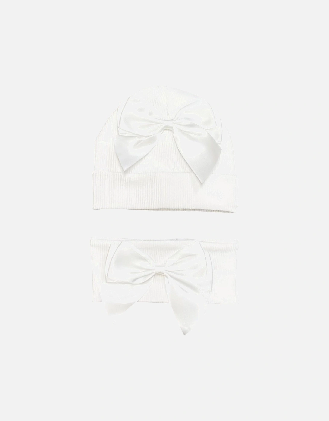 Girls White Hat and Headband Set, 2 of 1