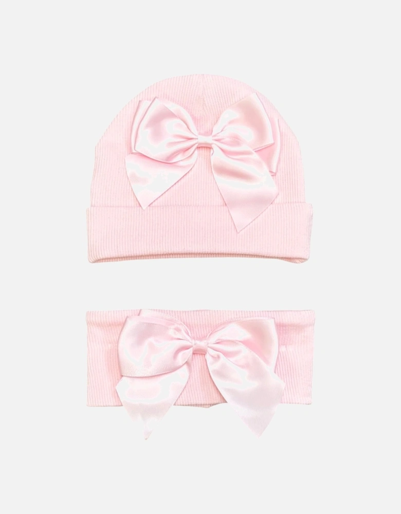 Girls Pink Hat and Headband Set