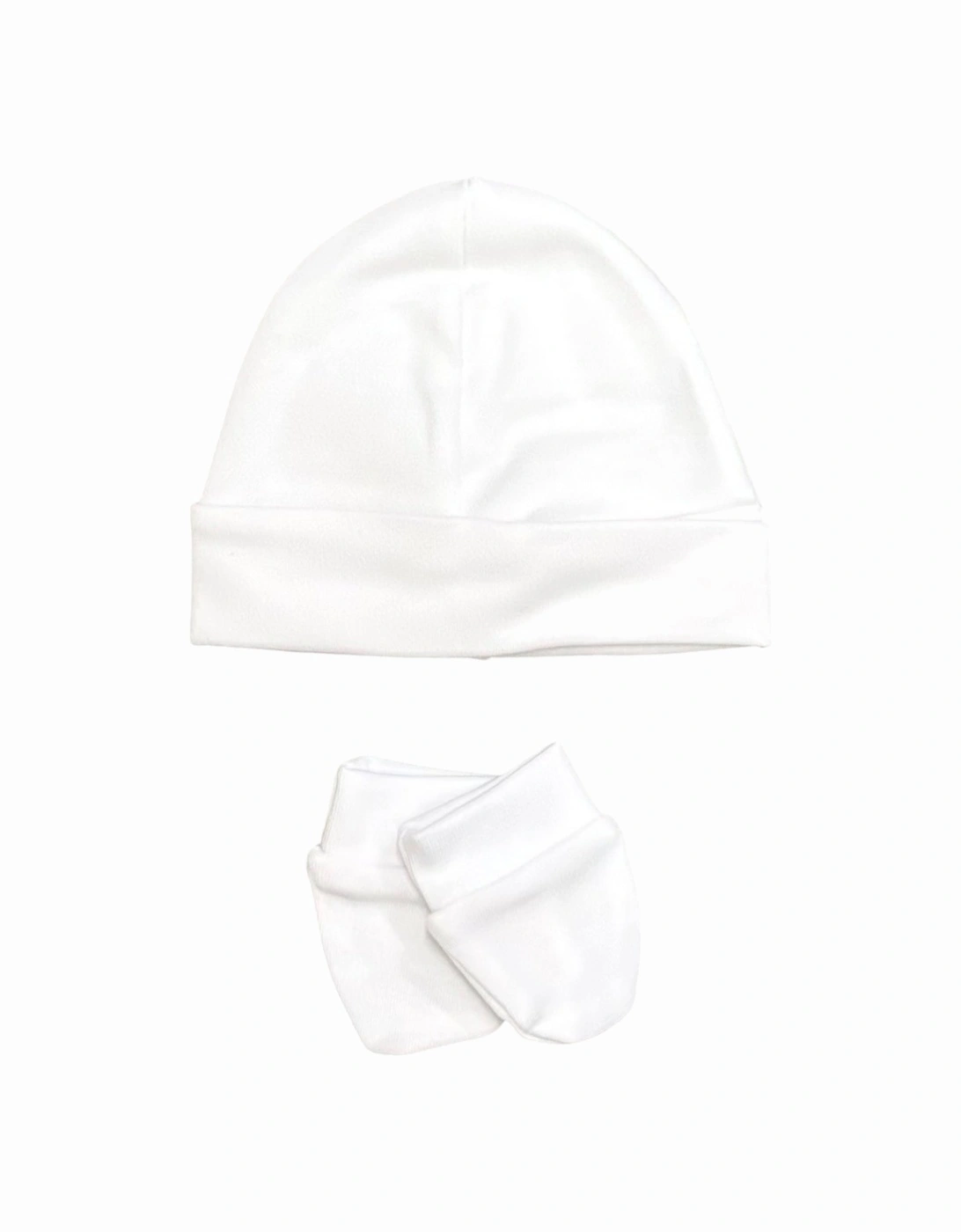 White Cotton Hat and Mitts Set, 2 of 1