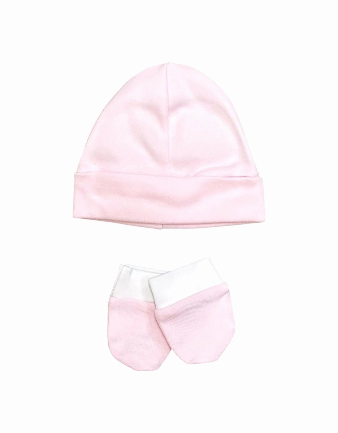 Girls Pink Cotton Hat and Mitts Set, 2 of 1
