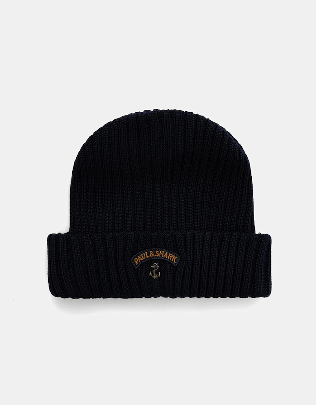 Paul & Shark Men's Navy Ribbed Wool Beanie With Anchor Badge