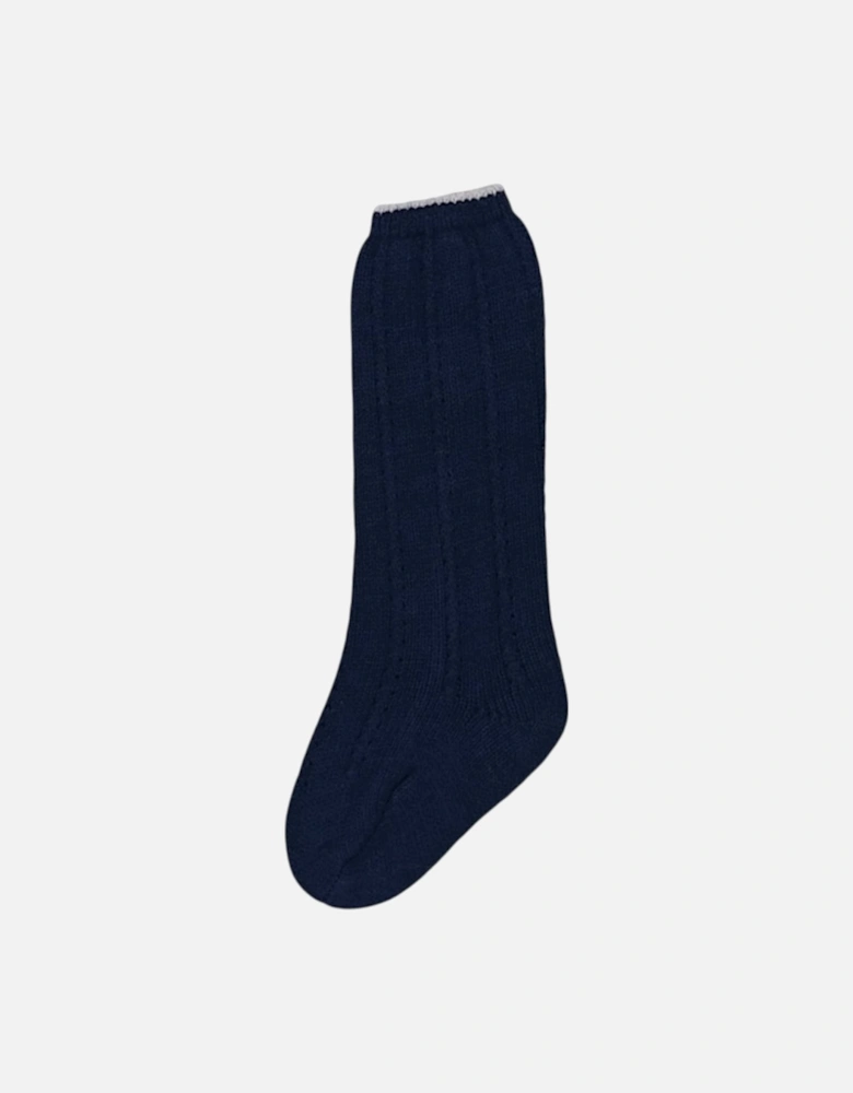 Boys Navy and Cream Knit Socks