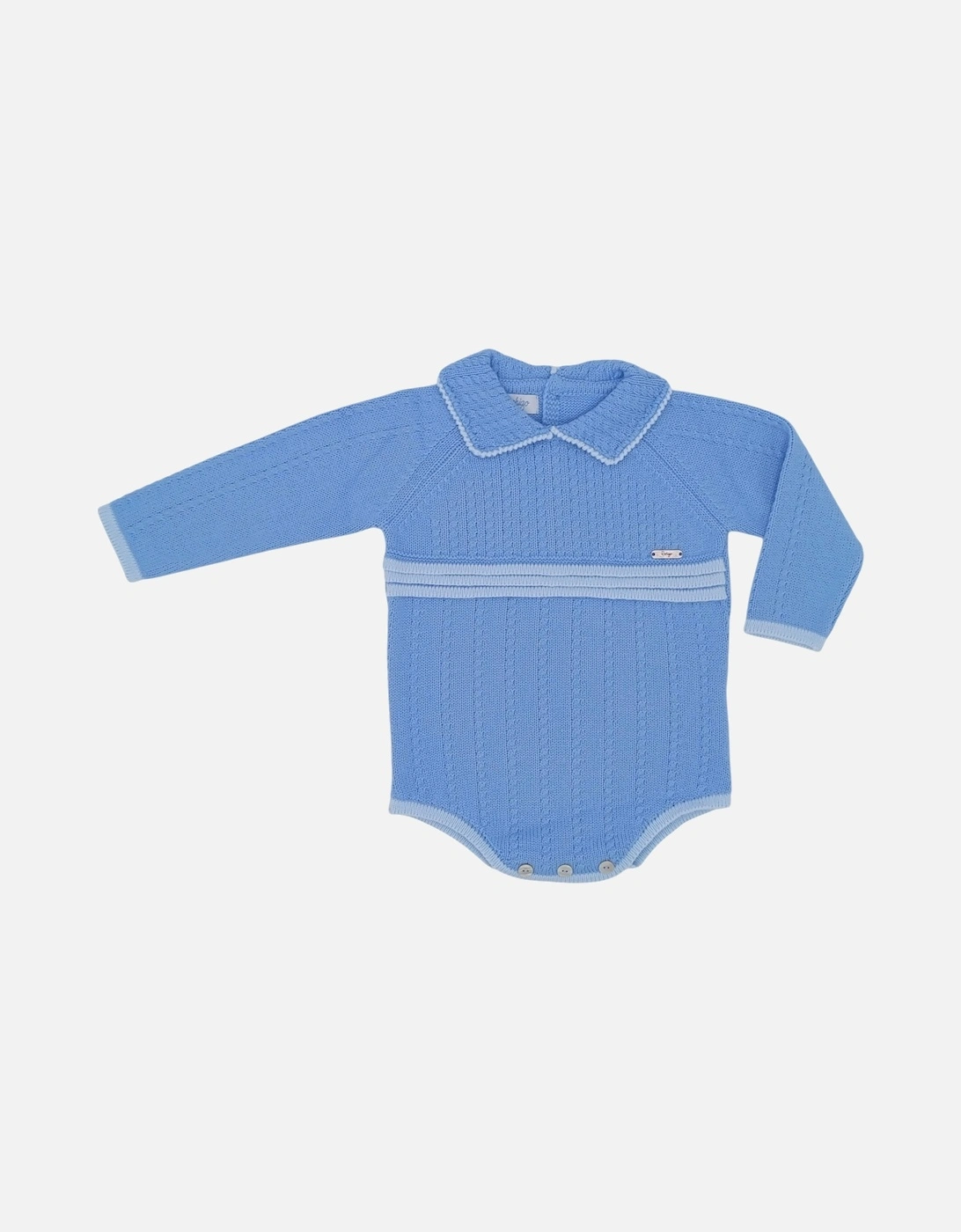 Boys Blue and Pale Knit Romper, 2 of 1