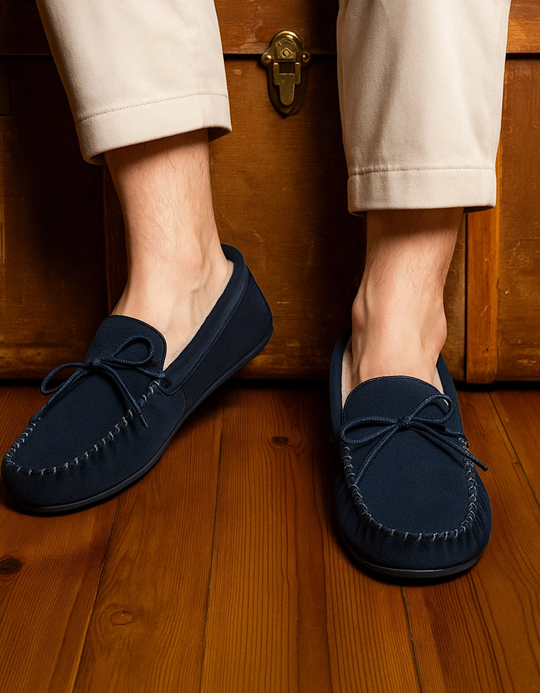 OLIVER Mens Moccasin Slippers Navy