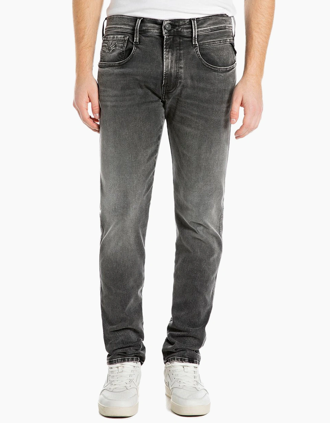 Men's Replay Hyperflex Anbass Slim Tapered Jeans - Grey - Size, 34/32
