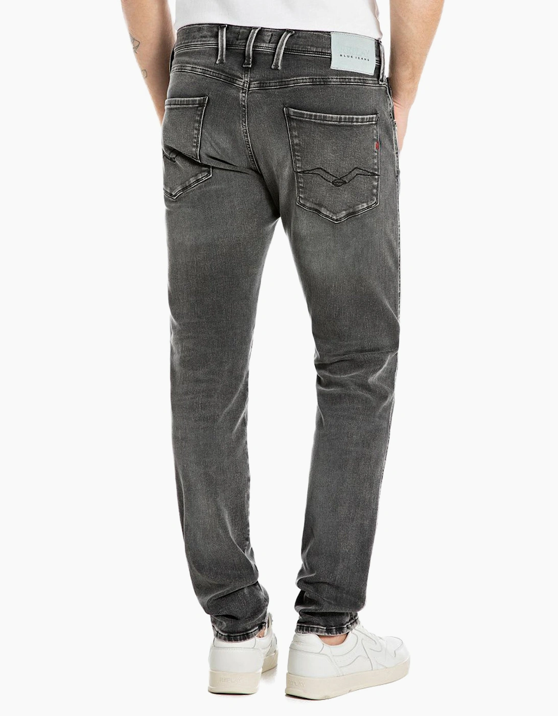 Replay Men's Grey Hyperflex Anbass Slim Tapered Jeans - : 32/36 36/32