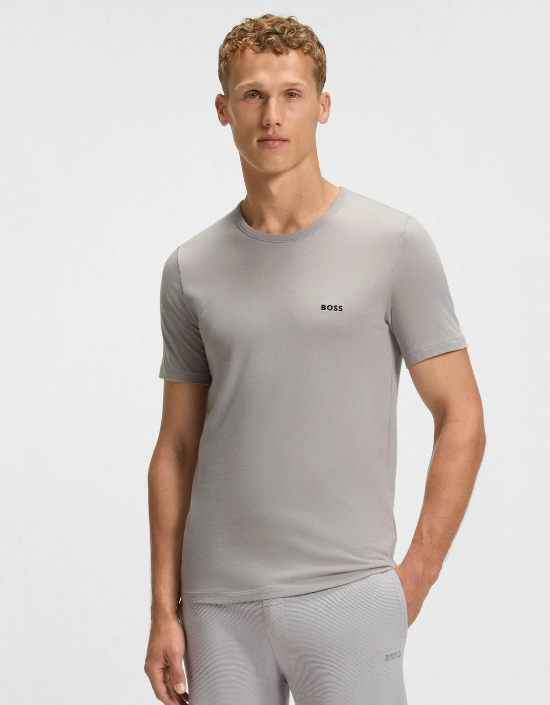 BOSS Orange Mens Three-Pack of Cotton Underwear T-Shirts with Logo Embroidery