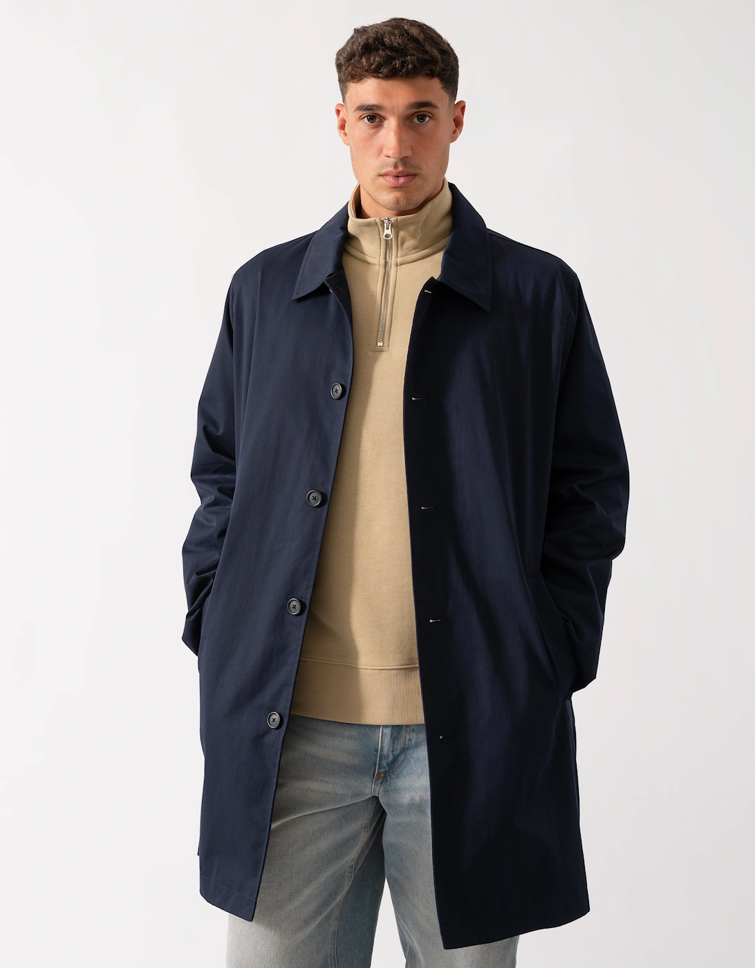 Mens Cotton Car Coat - 433 Evening Blue, 2 of 1