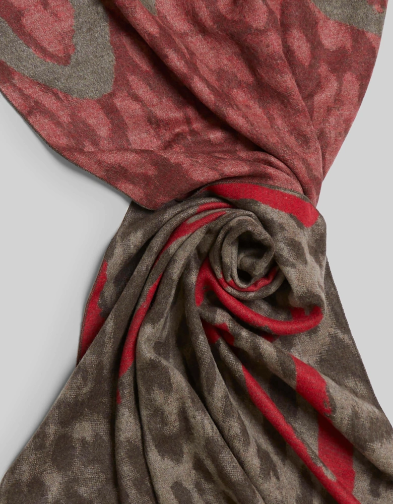 Heart Detail Leopard Print Scarf Brown