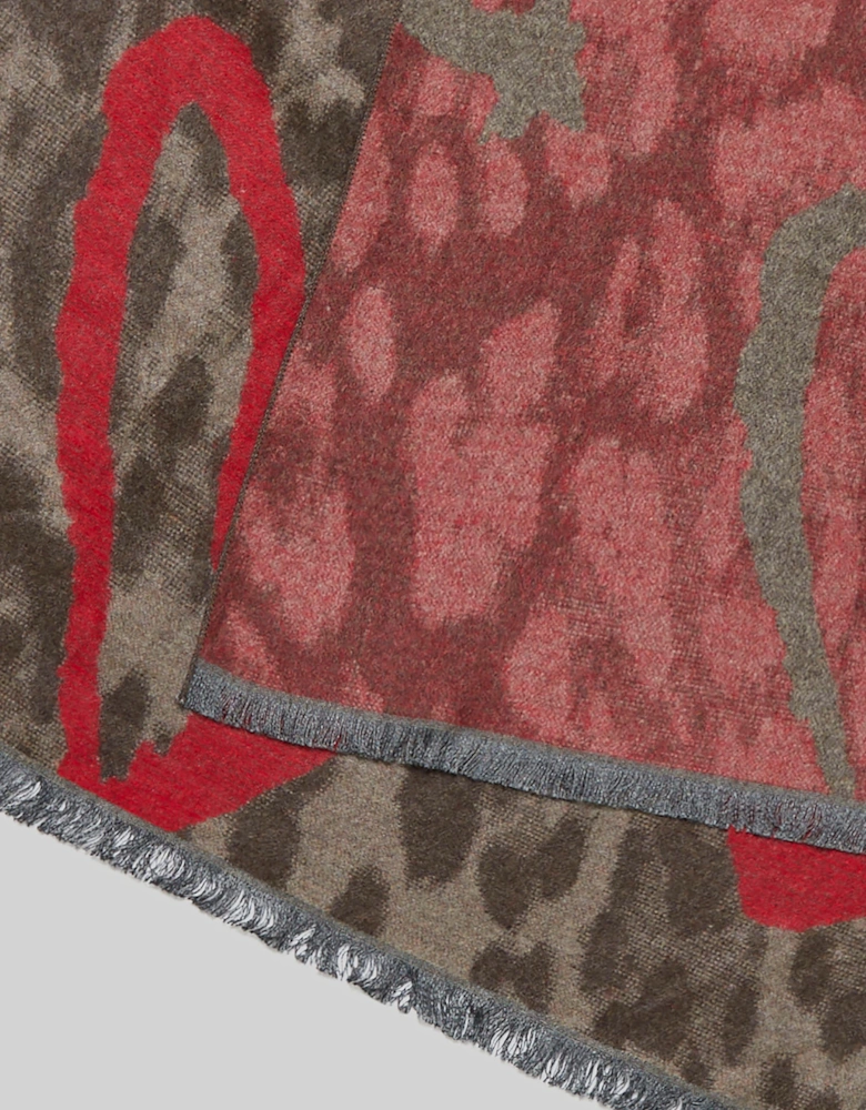Heart Detail Leopard Print Scarf Brown