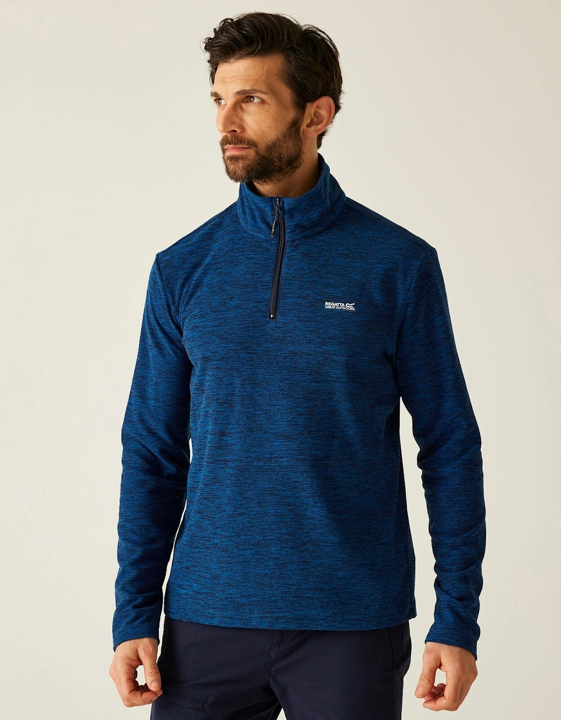 Mens Thompson Marl Quick Drying Half Zip Fleece, 2 of 1