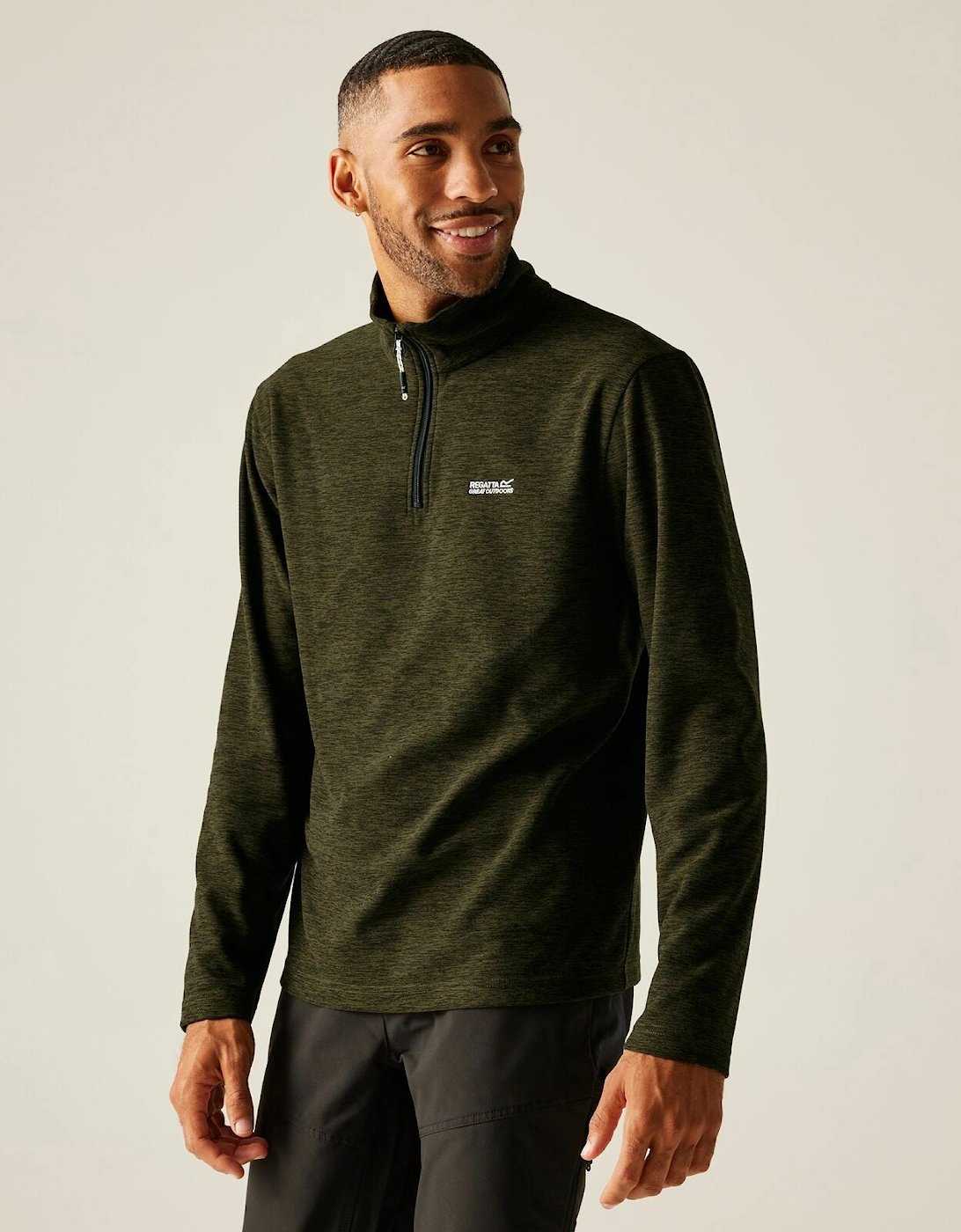 Mens Thompson Marl Quick Drying Half Zip Fleece, 2 of 1