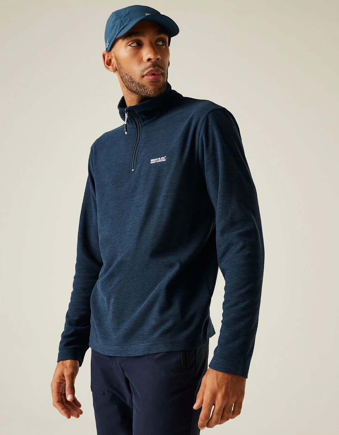 Mens Thompson Marl Quick Drying Half Zip Fleece, 2 of 1