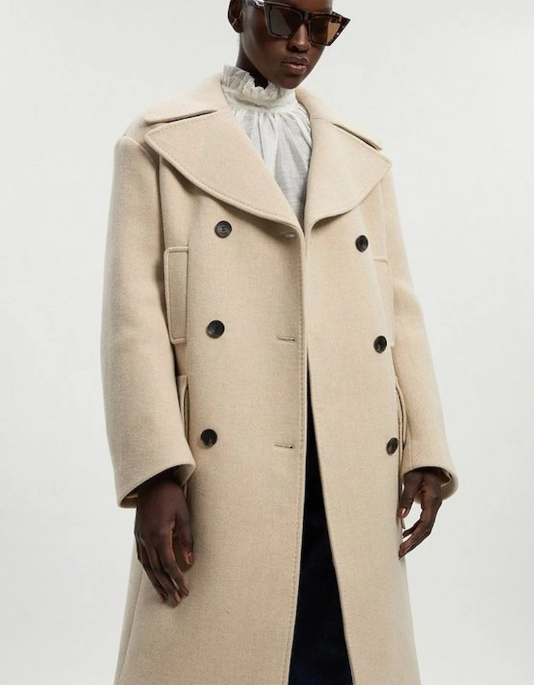 Wool Patch Pocket Tailored Midi Coat