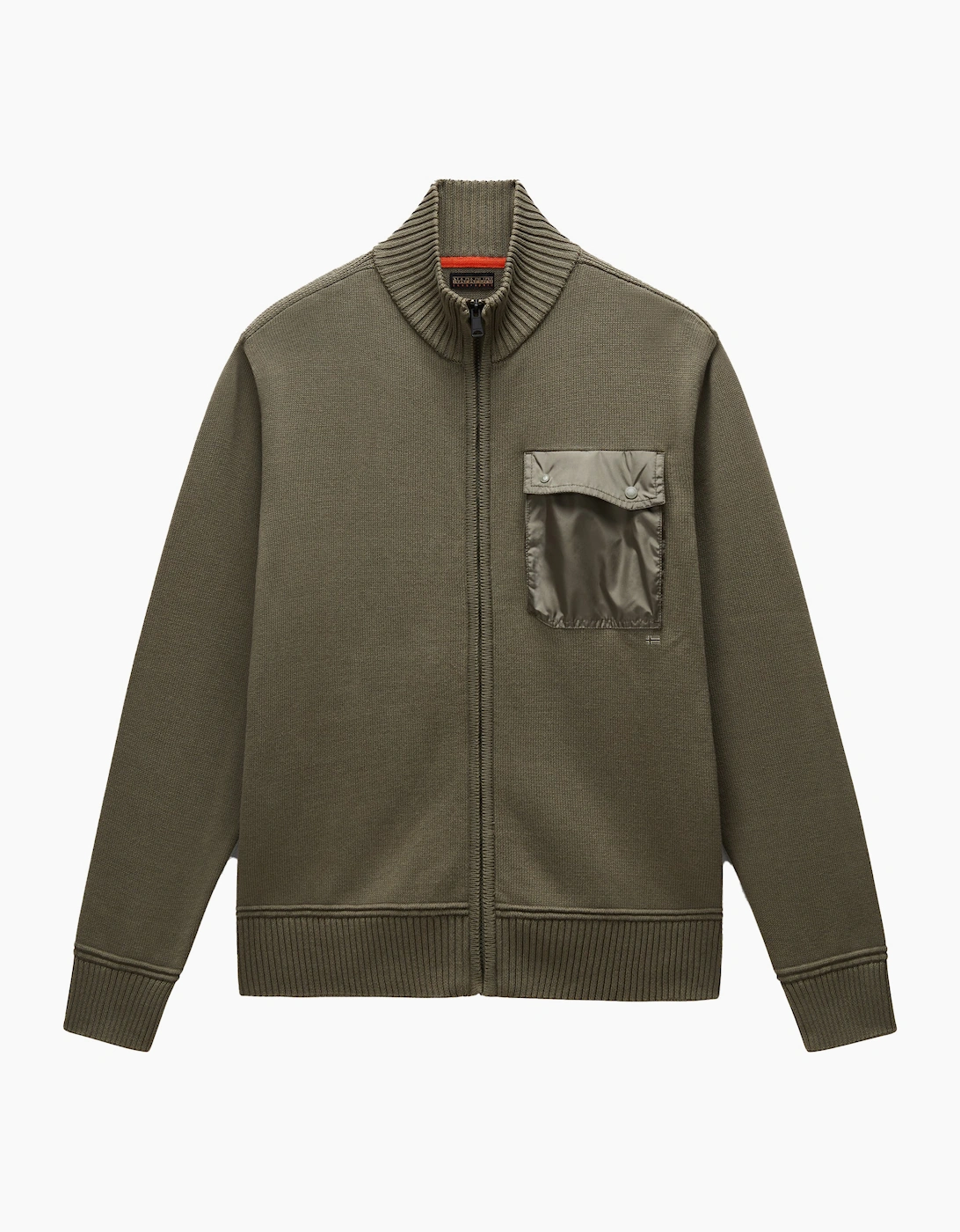 Men's Napapijri Berti Full Zip Knitted Jumper Tea Leaf - Size: 40