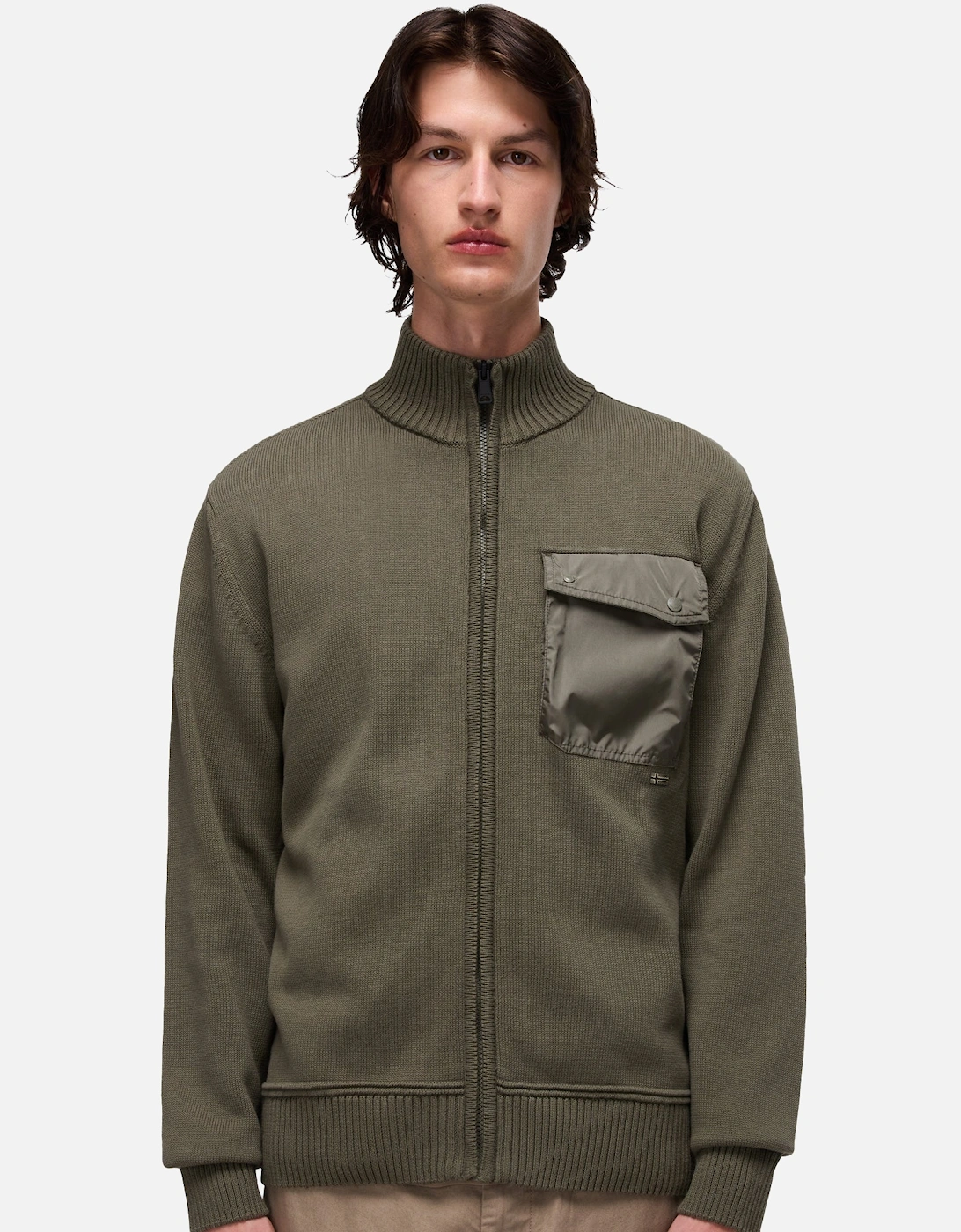 Berti Full Zip Knitted Jumper Tea Leaf