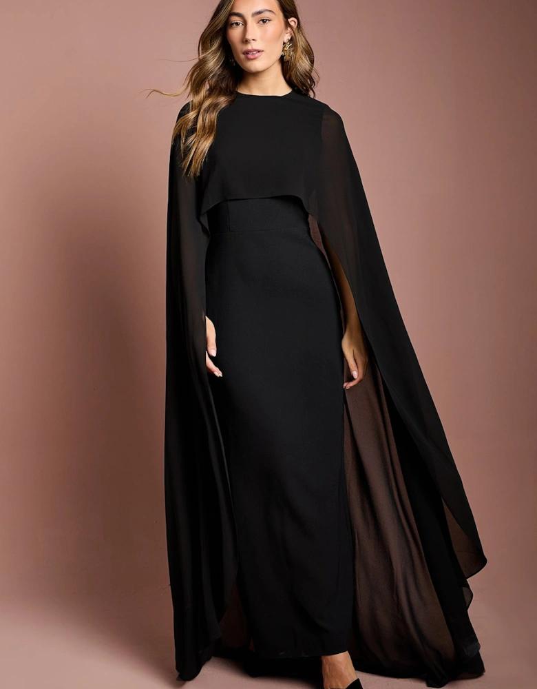 Cape Sleeve Maxi Dress