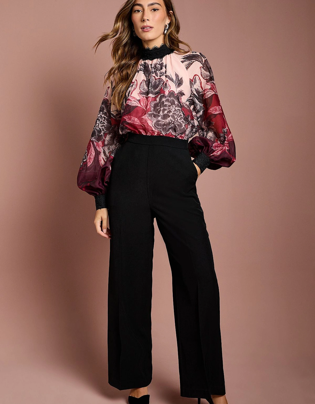 Printed Organza Long Sleeve Jumpsuit, 2 of 1