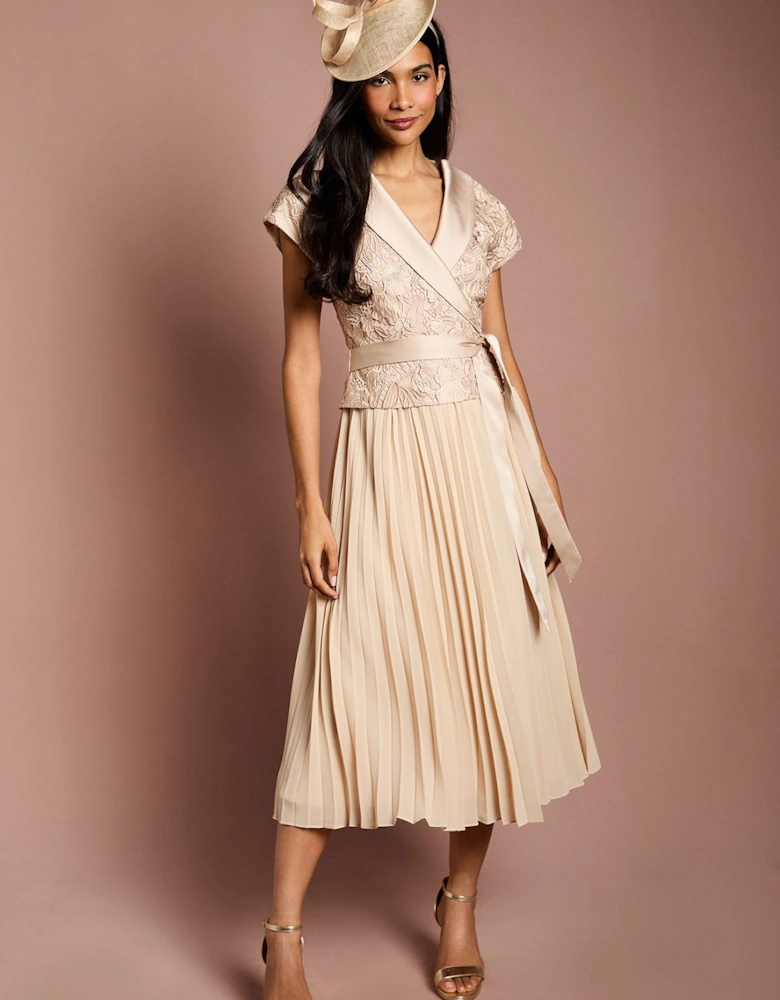 Wrap Top Bodice Midi Dress