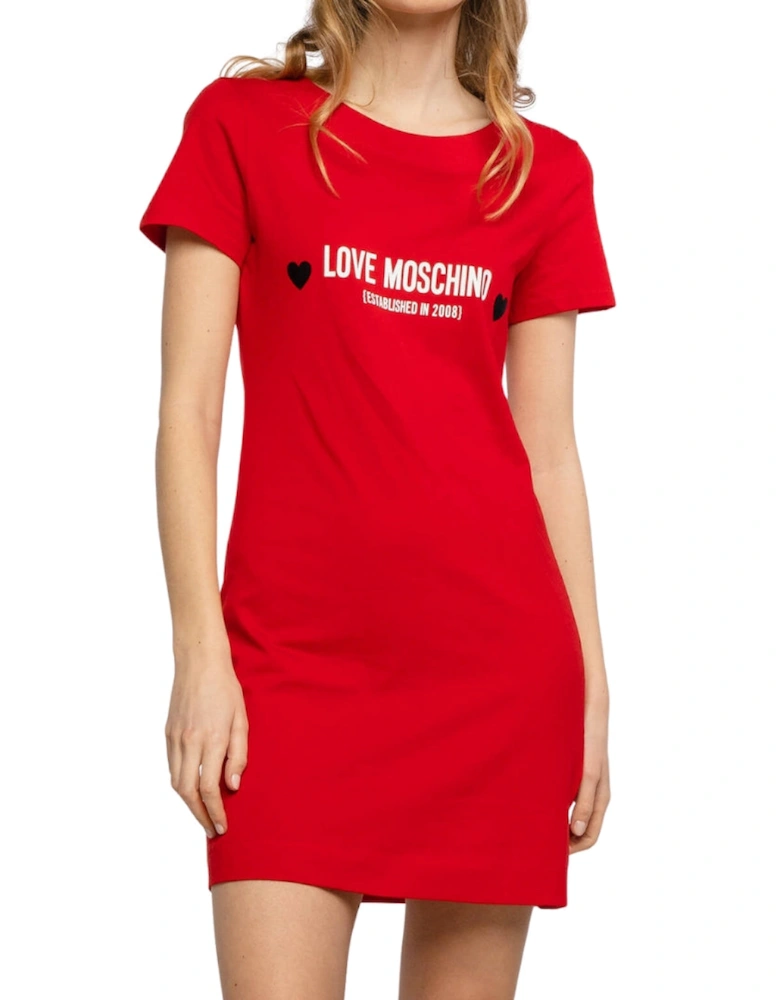Logo Red T-Shirt Dress