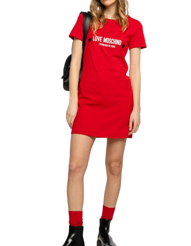 Logo Red T-Shirt Dress