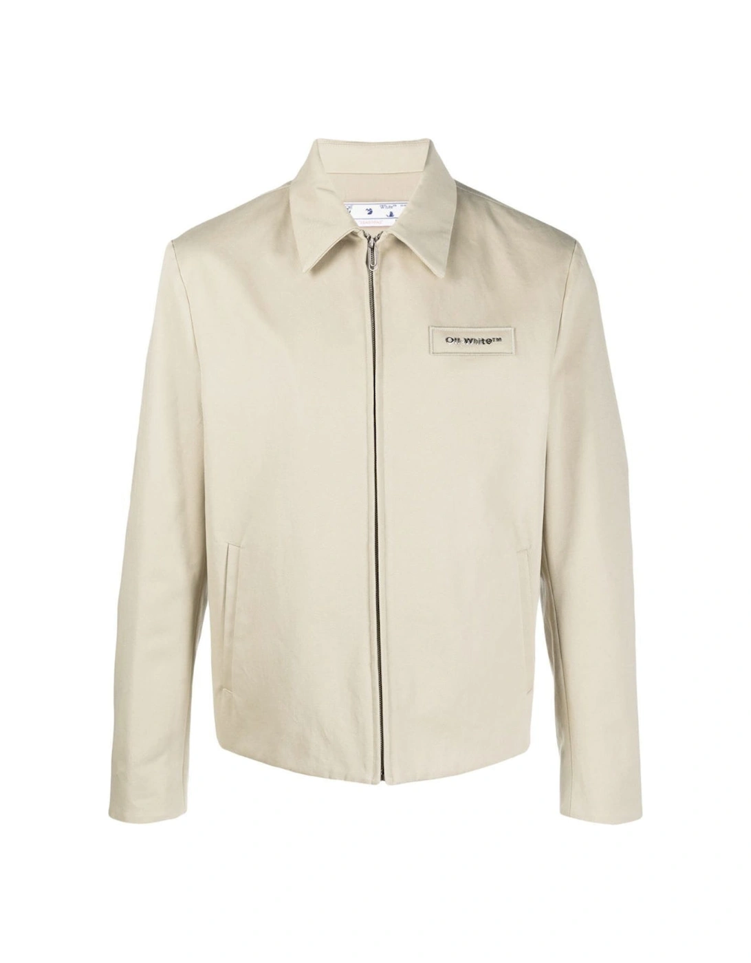 Men's Off-White Bounce Zip Up Blouse Dark Sand Beige Jackets - Tan - Size: 40/Regular