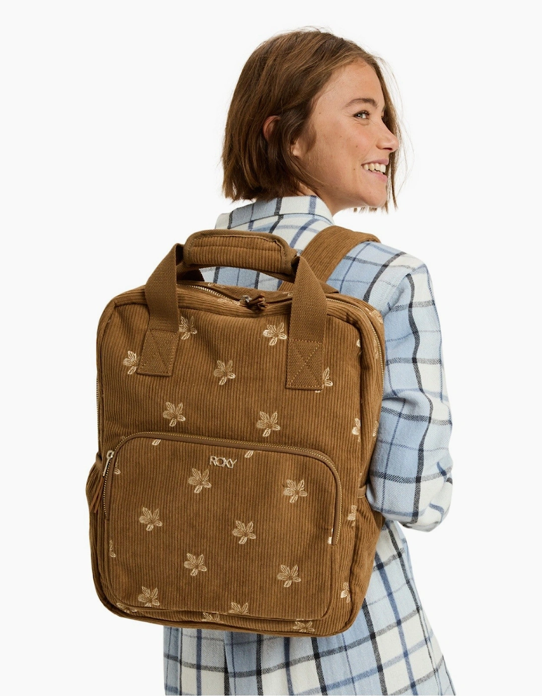 Roxy Womens Feeling Emby Handle 13 L Cord Laptop Backpack - Brown - Size: ONE size