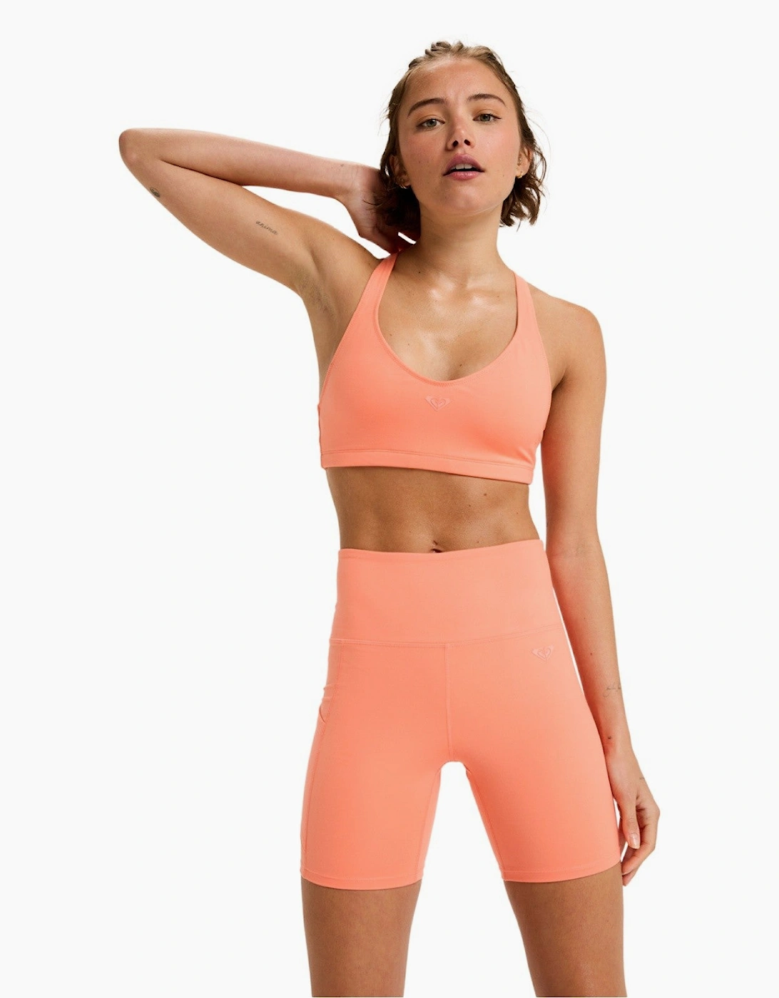 Women's Roxy Womens Heart Into It Biker Running Shorts - Orange - Size: 14