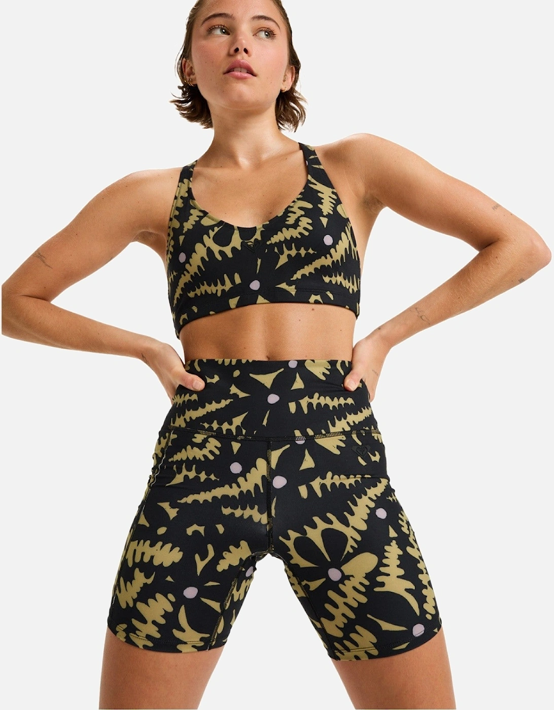 Womens Heart Into It Patterned Biker Running Shorts, 2 of 1