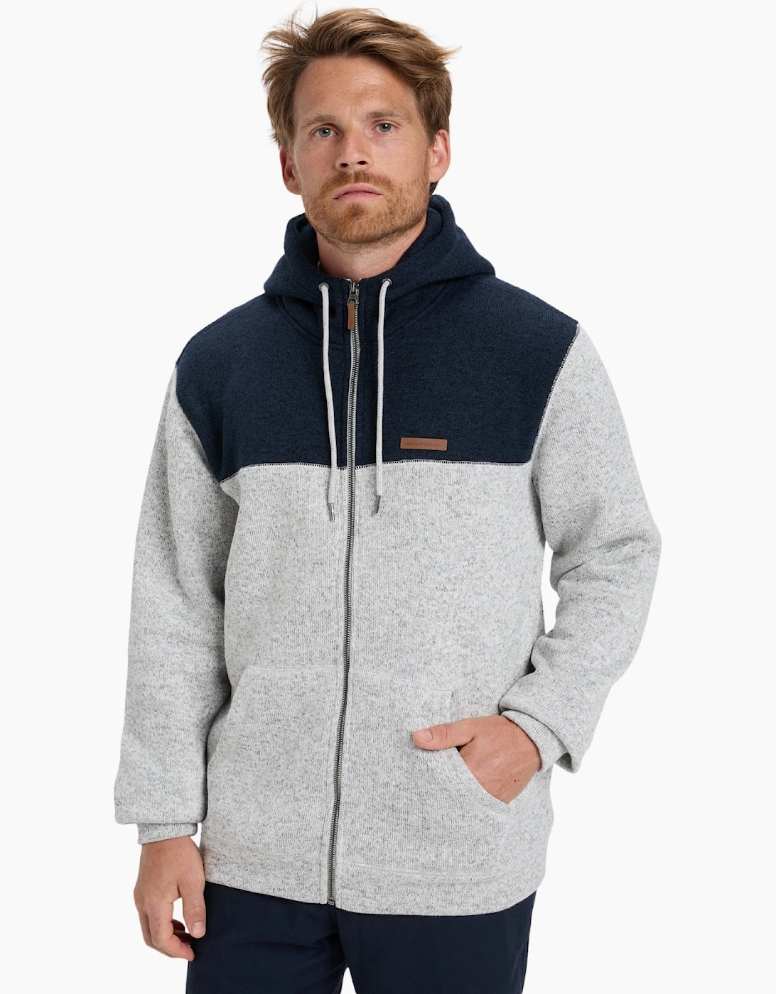 Quiksilver Men's Quiksilver Mens Kellerblockzip Hooded Full Zip Fleece - Grey